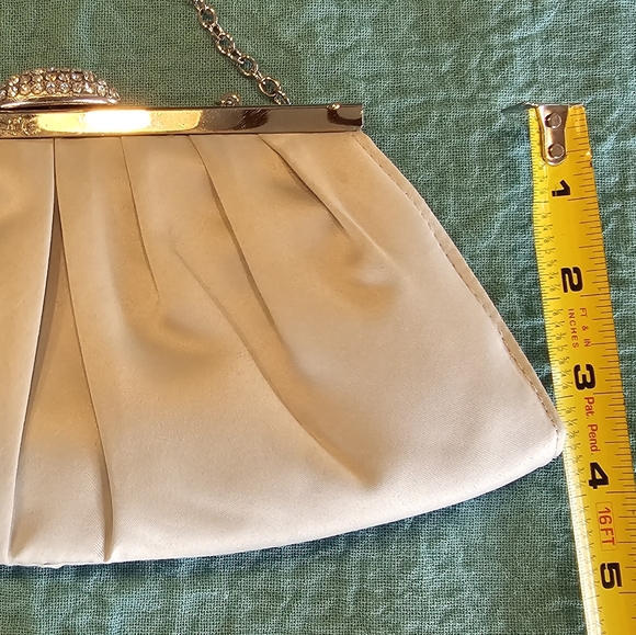 Vintage La Regale Clutch/Shoulder Bag with rhinestone clasp closure (light grey/ - Picture 4 of 10